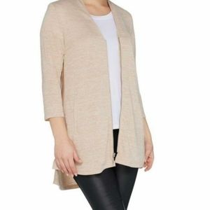 Halston knit zip front cardi with side slits